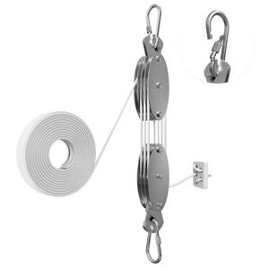 lot 6198 image: YATOINTO Rope Pulley Hoist 530LBS, 71 Pulley Block and Tackle System, Pulley Block 60FT, Rope Hoist for Hunting Kayak Garage Warehouse Constructions Deer Hoist