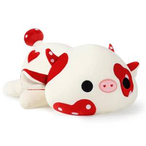 lot 6200 image: Onsoyours Cute Cow Plushie, Soft Stuffed Mushroom Love Cow Squishy Plush Animal Toy Pillow Gift for Kids (Red Mushroom Cow, 12)