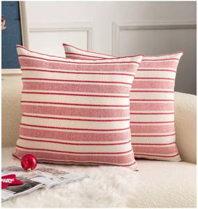 lot 6201 image: Cethom Christmas Valentines Pillow Covers, Boho Textured Red Pillow Case, Pillow Covers 18 x 18 Inch Set of 2 Valentines Day Decoration, Chair Sofa Bedroom Living Room Home Holiday Decor Cushion Case