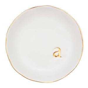 lot 6203 image: COLLECTIVE HOME - Ceramic Jewelry Tray, Decorative Trinket Dish for Rings Earrings Necklaces Bracelet Watch Keys, Birthday Mothers Day Christmas Gift for Women, 4.75, White Surface (A)