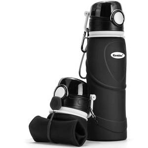 lot 6232 image: Kemier Collapsible Silicone Water Bottles-750ML,Medical Grade,BPA Free.Can Roll Up,26oz,Leak Proof Foldable Sports & Outdoor Water Bottles (Black)