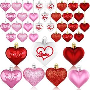 lot 6252 image: Valentines Day Decor Heart Ornaments 36 Pcs Heart Shaped Baubles Red Pink White Hanging Decorations for Valentines Day Christmas Wedding Anniversary