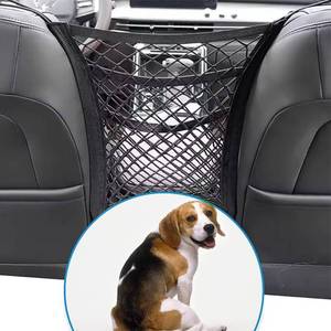 lot 6254 image: LNtech 3-Layer Car Mesh Organizer, Dog and Kid Pet Barrier, Seat Back Net Bag Holder, Storage Organizer, Cargo Tissue Handbag Purse Holder, Driver Storage Netting Pouch