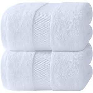 lot 3862 image: White Classic 100% Cotton Bath Towel Set of 2 35x70