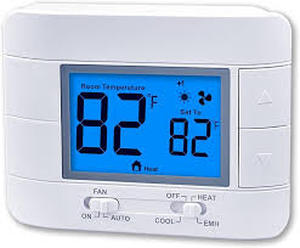 lot 4209 image: Thermostat Non Programmable Heat Pump Thermostat for House 2H1C, with Large LCD Display of Room Temperature and Humidity