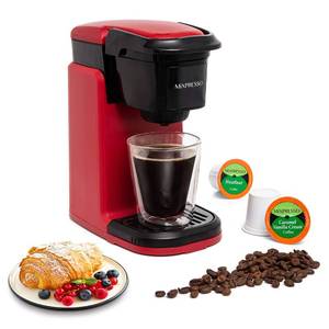 lot 1541 image: Mixpresso Single Cup Coffee Maker, Personal Single Serve Coffee Brewer Machine, Compatible with Single-Cups, Quick Brew Technology, One Touch Function Red Coffee Maker, 12oz One Cup Coffee Maker