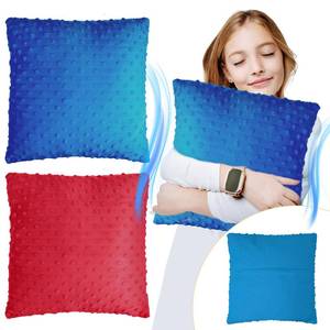 lot 2328 image: Kigley 2 Pack Vibrating Pillow Sensory Pillow for Kids Adults Pressure Activated 12 x 12 Massage with Textured Stimulation Bumps for Relieve Pain Stress Autistic Christmas Party Gifts(Red,Blue)