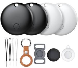 lot 2332 image: Air Tracker Tags-4 Pack, Smart Trackers, Item Locator Tags Works with Apple Find My  iOS Only  4 Different Cases  Replaceable Battery  Water-Resistant  Item Finder for Key, Luggage,Backpack,Bike