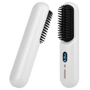 lot 2348 image: Cordless Hot Comb Rechargeable Hair Brush Straightener Heat Pressing Combs Ceramic Electric Straightening Comb, Anti Burn for Natural Black Beard Wigs Meige ��9000mA��