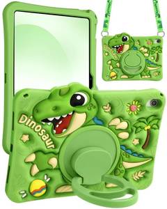 lot 2354 image: Boaretiu for iPad A16 Case10th Generation Case - Green Dinosaur Cool for Boys Girls Teens Soft Silicone Cute with Shoulder Strap & Rotating Stand Case for iPad A16 11th Generation 11 Inch 2025