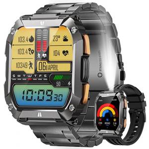 lot 2357 image: Smart Watches for Men, 1.95 Fitness Watch Military Smart Watch with 100 Days Battery LifeCallFlashlight, Waterproof Sport Smartwatch for Android iPhone SleepSpO2Heart Rate MonitorStep Tracker