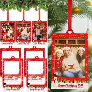 lot 2381 image: Vercraft 12 Pcs Merry Christmas 2025 Photo Frame Ornaments Acrylic 2 x 3 Picture Frame Ornaments Christmas Tree Decoration Compatible with Instax Polaroid Hanging Photo with Red Ribbon (Style 3)
