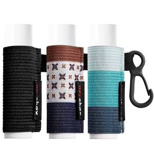 lot 2392 image: HEYSKAY 3PCS Lip Balm Holder Sleeves Chapstick Holder Keychain Lip Gloss Holder Keychain Elastic Sleeves (Blacklight blue stripdark blue strip)