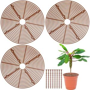 lot 2396 image: Sawysine 3 Pcs Plant Pot Cover Plant Protector from Animal Flower Pot Grid with Center Cutout Flower Cover Soil Protectors(Coffee,11.8 in)