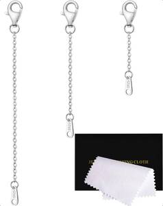 lot 2398 image: VANBARIS Sterling Silver Necklace Extenders for Women Silver Chain Extension Bracelet Extender Sterling Silver Chain Extenders for Necklaces 3 Piece Set (1,2,3 inch)