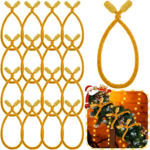 lot 2400 image: Zhengmy 16 Pcs 25 Inches Christmas Velvet Garland Ties Christmas Decorative Twist Ties for Banister Reusable and Flexible Twist for Xmas Home Decorations Holiday Craft Wrapping(Gold)