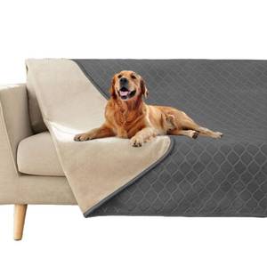 lot 3889 image: fuguitex Waterproof Dog Blanket Bed Cover Dog Crystal Velvet Moroccan Fuzzy Cozy Plush Pet Blanket Throw Blanket for Couch Sofa(40  60 inch, Dark GreyBeige)