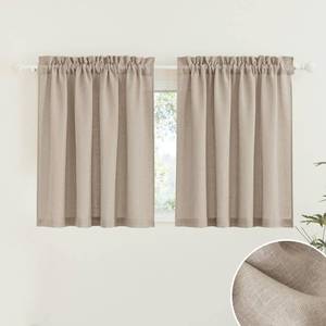 lot 3903 image: RYB HOME Linen Curtains Over Sink 36 inches Length, 2 Panels Light Filtering Privacy Semi Sheer Curtains for Bathroom Kitchen Car Small Window, Length 36 by Width 52 inch, Khaki