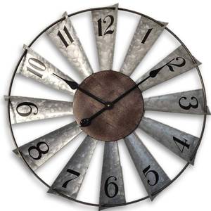 lot 3908 image: Mrocioa 24inch Windmill Distressed Metal Wall Clocks Rustic Large Decorative Clock Oversized Farmhouse Decor,Non Ticking,Battery Operated
