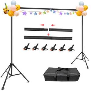 lot 3909 image: Hemmotop Photo Backdrop Stand, 10x7ft (WxH) Background Stand for Photoshoot, Backdrops Support kit with Carry Bag for Parties, Photography, Projector Screen, Wedding, Decoration, Balloons