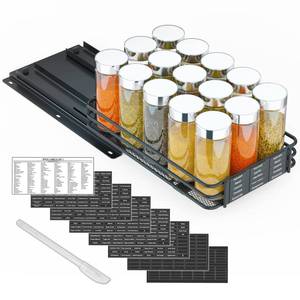 lot 3911 image: SpaceAid Pull Out Spice Rack Organizer for Cabinet, Heavy Duty Slide Out Seasoning Kitchen Organizer, Cabinet Organizer, with Labels and Chalk Marker, 6.5 W x10.75 D x2.5 H, 1 Drawer 1-Tier