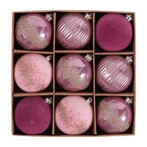 lot 3920 image: DecorbyHannah Velvet Christmas Ornaments, 9ct 3.15 inches Large Pink Ball Ornaments for Christmas Tree Decorations Set, Shatterproof Plastic Hanging Balls Bulk for Xmas Home Indoor Party Table Decor