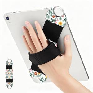lot 4284 image: Fintie Universal Tablet Hand Strap Holder for 9-11 Inch Tablets eReaders, 360 Degrees Swivel PU Leather Secure Portable Adjustable Handle Grip for iPad, Galaxy Tab and 9-11 Tablets (Spring Bloom)