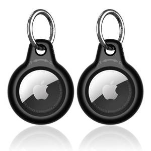 lot 4285 image: SUPFINE for Airtag Holder, 2 Pack Airtag case with Keychain,Air tag Case with Key Ring for Apple Tags,Airtags Cover for Wallet,Luggage,Cat,Dog,Pets,for Item Finder(BlackBlack)