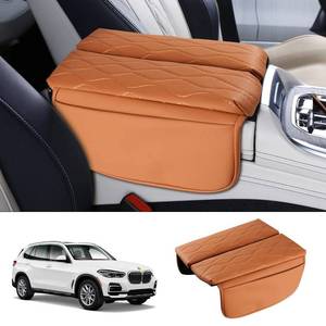 lot 4288 image: Karltys Center Console Cover for BMW X5 G05 X7 G07 2019-2025 2026 X6 G06 2020-2025 2026, Leather Middle Console Armrest Cover for BMW X5 Waterproof Protector with Storage Pockets (Brown)