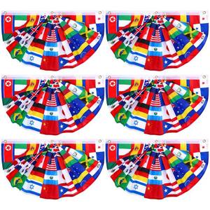 lot 4298 image: Outus 3 Pcs World Flags Banner 1.5 x 3 ft International World Flag Decorations Country Bunting Nations Pleated Fan Bunting Backdrop for International Sports Events Club Events Grand Opening Decor