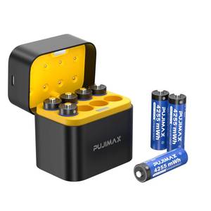 lot 4306 image: PUJIMAX 4255mWh Rechargeable aa Batteries Lithium with USB C Fast Charger 1.5V Constant Output and Double A Batteries with 2000 Cycles for Flashlights, Remote Controls, Blink doorbell Cameras,8 Pack