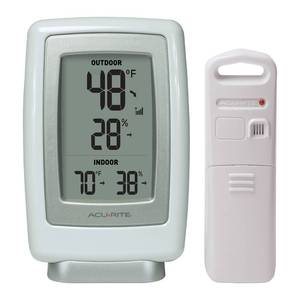 lot 4307 image: AcuRite 00611 Indoor Outdoor Thermometer with Wireless Temperature Sensor & Hygrometer White Small