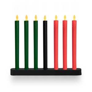 lot 4311 image: Kwanzaa Kinara Set Kwanzaa Candle Holder with LED Candles �� Not Include Battery �� 7 Flameless Battery-Powered Taper Candles & Wooden Kinara Candle Holder for Kwanzaa Celebration