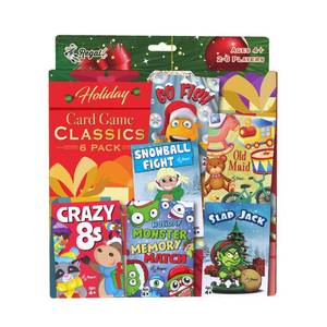 lot 4312 image: Regal Games Card Games for Kids - Go Fish, Crazy 8s, Old Maid, Slap Jack, Monster Memory Match, Snowball Fight - Holiday-Themed, Simple & Fun Classic Family Table Games - Games May Vary (6 Set)