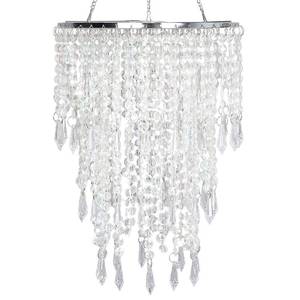 lot 4315 image: Cioceen Acrylic Chandelier Shade, Ceiling Light Shade Beaded Pendant Lampshade with Crystal Beads and Chrome Frame for Bedroom, Wedding or Party Decoration, Diameter 8.7 3 Tiers