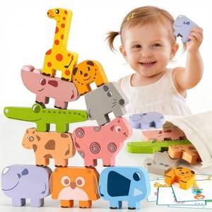 lot 4326 image: Montessori Toys for 2 3 4 Year Old Boys & Girls, Wooden Animal Stacking Blocks for Toddlers 1-3 �� Building Blocks Game Stacking & Sorting Toys Ages 2-4 Toddler Birthday Gifts