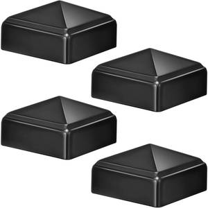 lot 4350 image: Pelopy 4 Pcs Black Aluminum Pyramid Post Caps for True WoodMetal Fence Posts of Decks or Corridors Mailbox Pyramid Cover (2 X 2)