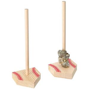lot 4351 image: Beeveer 2 Sets Baseball Wooden Ring Holder 10 Inches Softball Ring Display Stand Stacked Storage Organizer Christmas Birthday Gift for Dad Grandpa(Red Color)