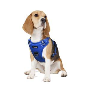 lot 4354 image: Funfox Dog Harness Medium No Pull, Adjustable 2 Clips Anti-Pull Vest with Practical Handle, Breathable Padded Pet Harness Designed for SmallLarge Breeds, Reflective Training Walking Blue M