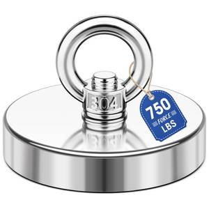 lot 4355 image: Junarter Neodymium Fishing Magnet, 750 lbs Strong Magnet Fishing, Magnetic Fishing Magnets, Rare Earth Magnet with Countersunk Hole Eyebolt for Retrieving Items in Lake, Beach, Lawn 2.95����(75mm)
