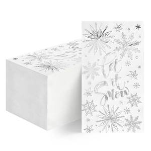 lot 4360 image: Horaldaily 100 Christmas Disposable Paper Decorative Guest Napkins, Let It Snow White Paper Silver Foil Hand Towel for Party Lunch Dinner Kitchen Bathroom