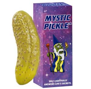 lot 4370 image: Mystic Pickle - Magic Fortune Teller with 100 Witty Responses - Unveiling The Briny Secrets of The Universe - Endless Entertainment with Friends, Family, Classroom Students - Best Novelty Gag Gift