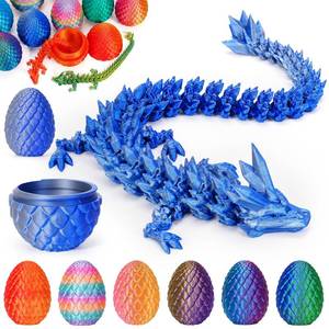 lot 4385 image: Aodomis 3D Printed Dragon Egg with Articulated Crystal Dragon Inside -Surprise Dinosaur Egg Fidget Toys for Kids 8-12 5-7 4-6, Unique Prefilled Easter Basket Stuffers for Kids Teens(Laser Blue Silver)