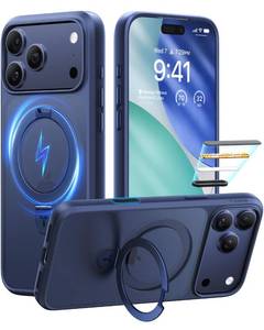 lot 4393 image: TORRAS Magnetic Ostand for iPhone 17 Pro Max Case, Military Grade Drop Tested Compatible with MagSafeBuild-in Kickstand Translucent Slim Soft Edge Anti-Fingerprint 6.9 2026, Deep Blue
