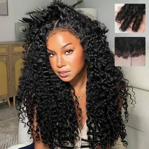 lot 4395 image: Goulus 4c Edges Burmese Curly Lace Front Wigs Human Hair 13x6 HD Lace Frontal Wigs 24 Inch