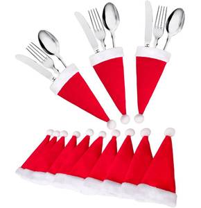 lot 4401 image: jollylife 38Ct Christmas Santa Hats Silverware Holders - Xmas Party Dinner Table Dinnerware Decorations Supplies Flatware Decor