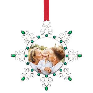 lot 4425 image: Joiedomi Christmas Photo Ornament, Snowflake Tree Decoration Photo Frame Family Ornaments with Green Gems for Christmas Decorations, House warmings