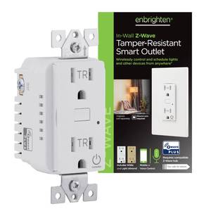 lot 4437 image: Enbrighten Z-Wave Plus in-Wall Smart Tamper-Reistant Outlet, Works with Alexa, Google Assistant, 1 Z-Wave Outlet & 1 Always on Outlet, Hub Required, White, Smart Outlet, Lamps, Small Appliances, 14315