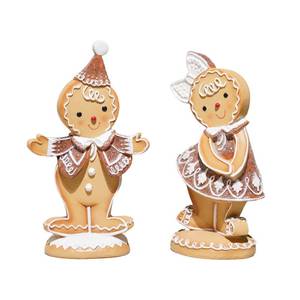 lot 4446 image: Braxio Gingerbread Decor Christmas Table Decorations - 2Pc Resin Xmas Gingerbread Boy and Girl Christmas Decorations Indoor Room Decor Aesthetic Christmas Decor