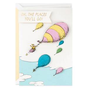 lot 4448 image: Hallmark Dr. Seuss Congratulations Card or Graduation Card (Oh, the Places Youll Go) Signature Card